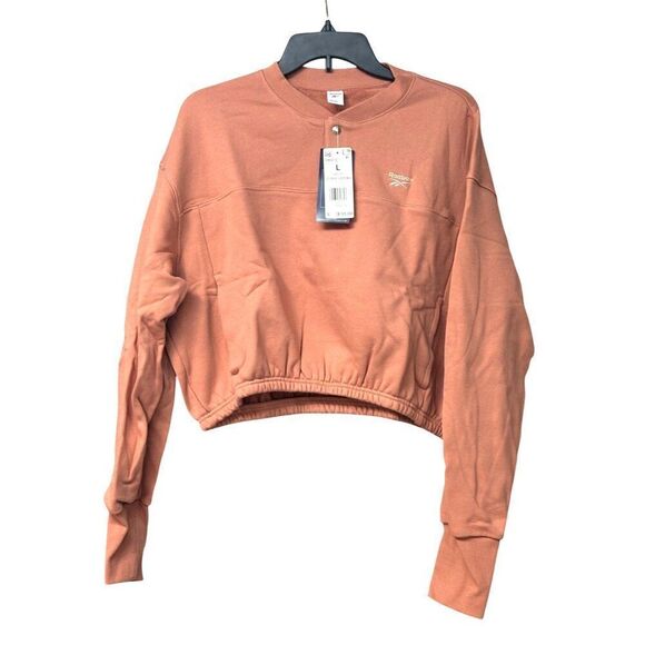 Reebok Women's Classics Cotton French Terry Cropped Sweatshirt in Canyon Coral, - Picture 1 of 11